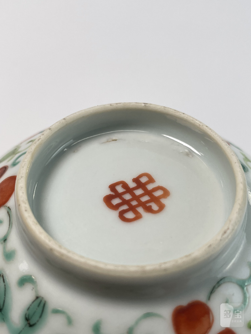 清中期 粉彩花卉瓜瓞绵绵双喜花口碗 - 图12